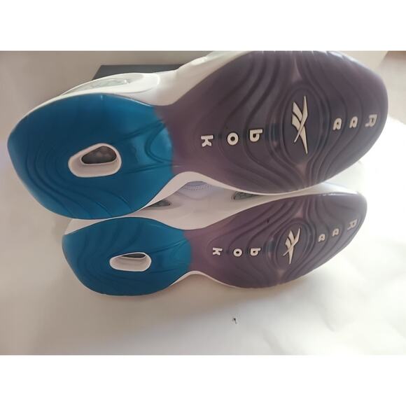 NEW Reebok Question Low Blue Purple FadeSize 13 Men's White Leather Shoes - Picture 6 of 10